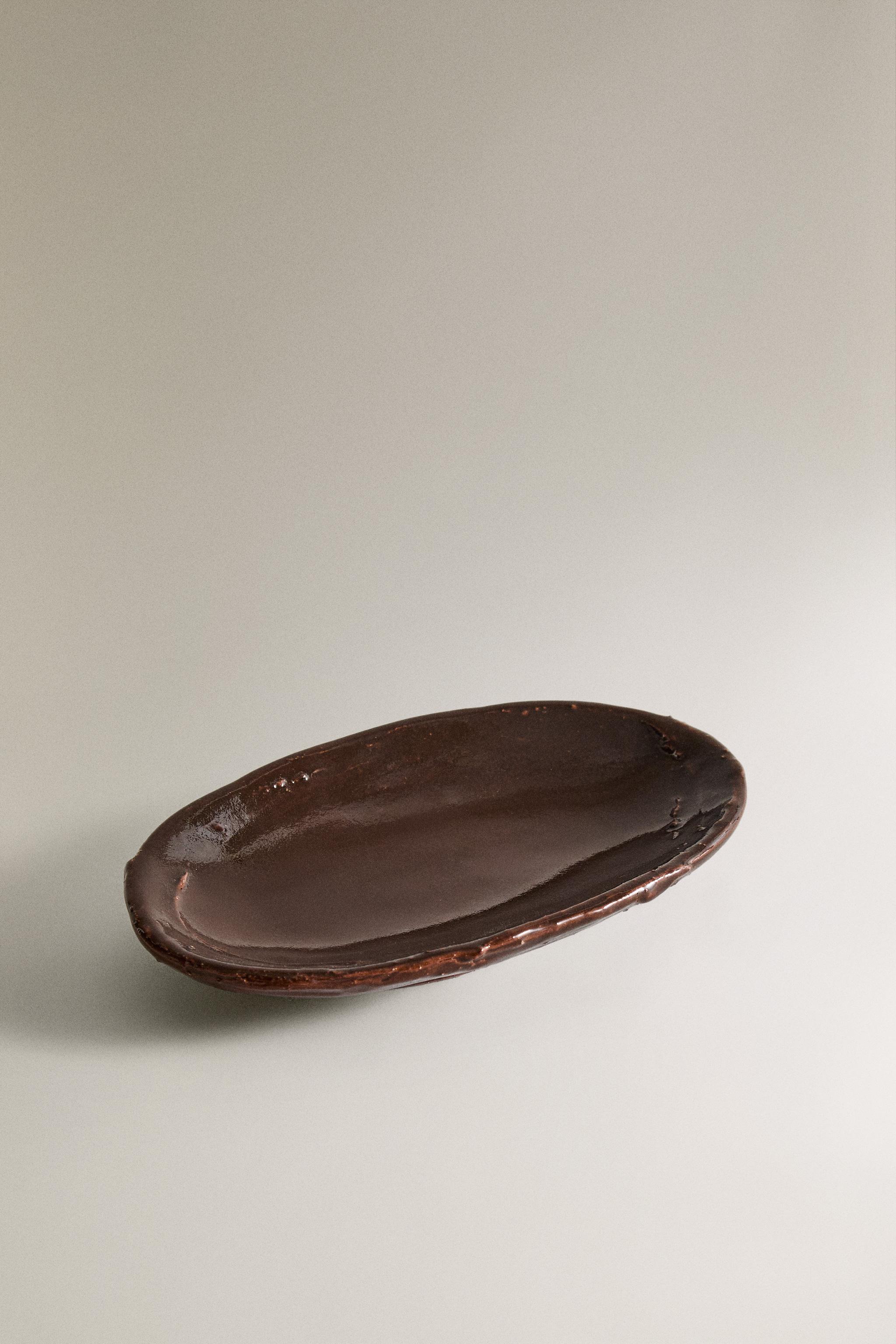 BROWN CERAMIC BATHROOM SOAP DISH
